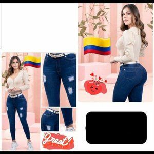 Colombian jeans butt lifter size USA 10-12 navy blue